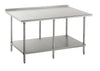 Advance Tabco SFLAG-308 96" x 30" 16 ga Work Table w/ Undershelf & 430 Series Stainless Top, 1 1/2" Backsplash
