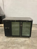 Pre- Owned Krowne Metal 60" Self-Contained Two Door Back Bar Cooler Glass With Black Vinyl Doors, Stainless Steel Top