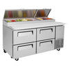 Turbo Air 67" TPR-67SD-D4-N Refrigerated Pizza Prep Table