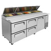 Turbo Air 93" TPR-93SD-D4-N Refrigerated Pizza Prep Table